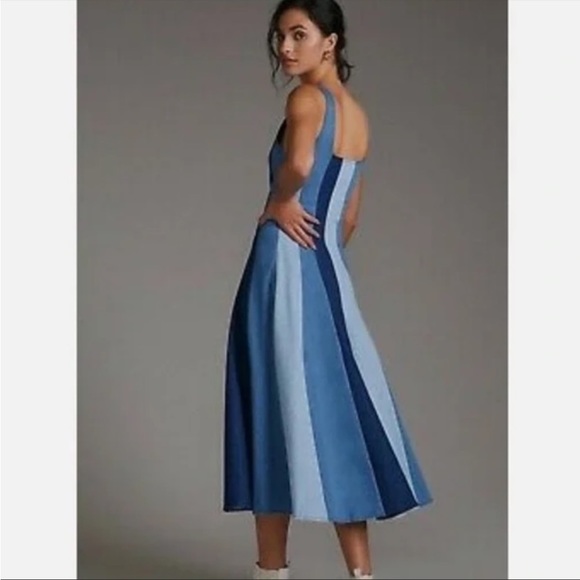 *Farm Rio* Colorblock Denim Midi Dress, Small - Picture 2 of 12